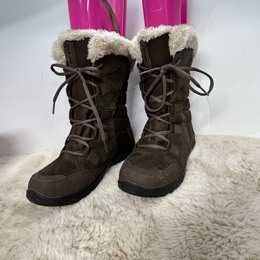 Columbia Minx Mid II Waterproof Brown Winter‎ Boots Faux Fur Womens 6.5